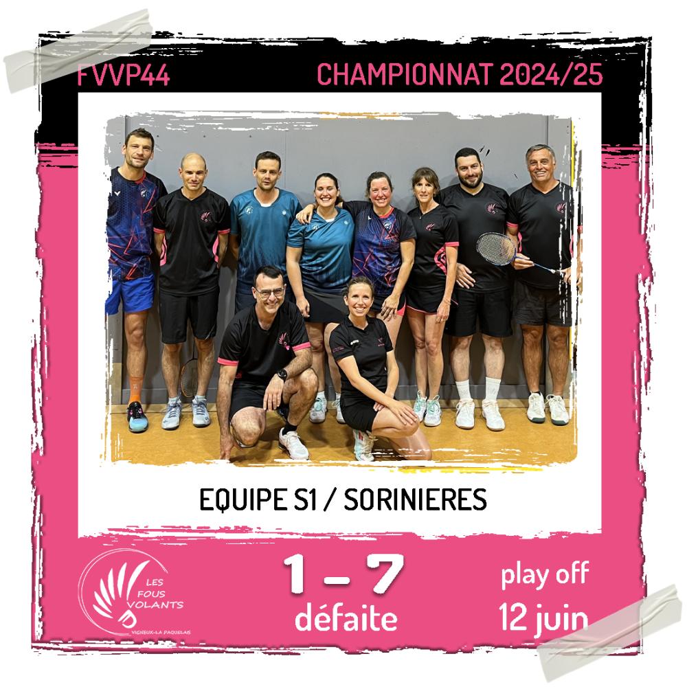 Play Off D1S - J9 Déplacement aux Sorinières (défaite et dernière)